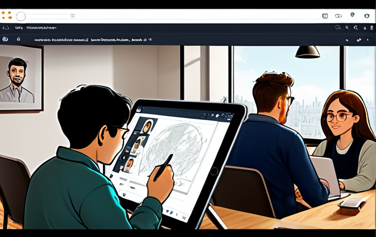 **

"A diverse group of fully clothed webtoon artists collaborating remotely via video call. One artist is sketching on a tablet, another is working on translations, and a third is managing social media. Background shows a cozy, well-lit workspace. Focus on teamwork, creativity, and global collaboration. safe for work, appropriate content, fully clothed, professional, perfect anatomy, natural proportions, high quality."

**