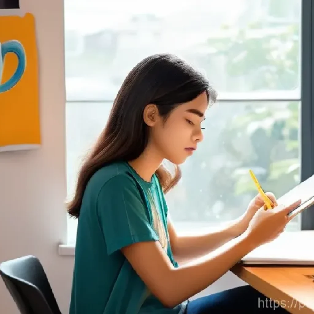 웹툰작가의 시간 관리 스킬 - **Prompt for "Productive Flow State":**
    A young Brazilian female webtoon artist, in her early 20...