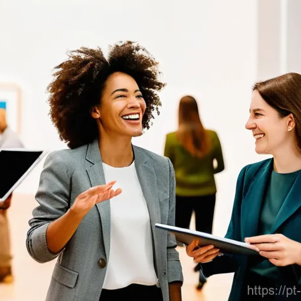 웹툰작가의 이직 성공을 위한 네트워킹 - **Prompt:** A vibrant and diverse group of creative professionals, including artists and writers, ar...