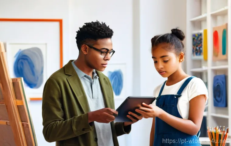 웹툰작가의 이직 성공을 위한 네트워킹 - **Prompt:** A young, focused webtoon artist, wearing comfortable yet stylish everyday clothing, is s...